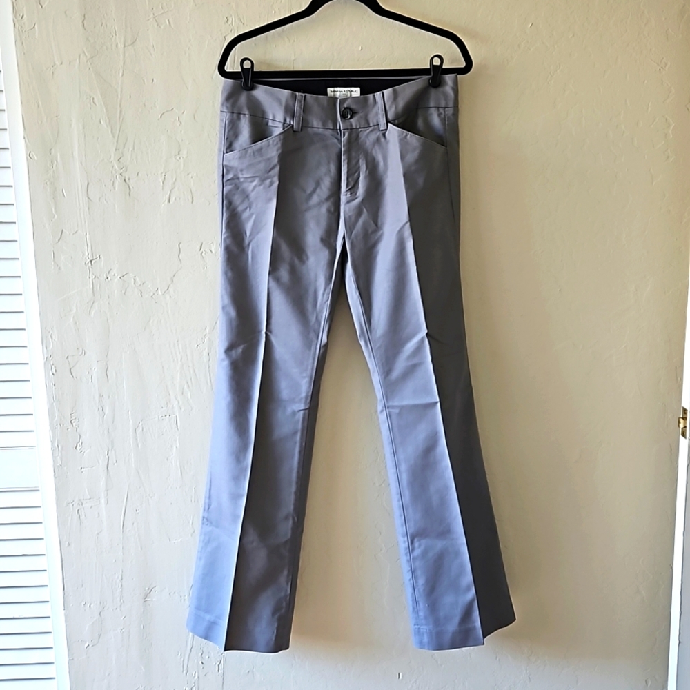 Grey Boot Cut Cotton Trousers